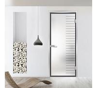 Studio - Puerta interior de cristal con bisagras, modelo Supreme, cristal de seguridad templado satinado de 8 mm, decoración negra, marco Z, se adapta a apertura de 70 x 198 cm