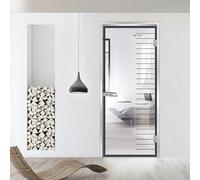 Studio - Puerta interior de cristal con bisagras, modelo Supreme, cristal de seguridad templado transparente de 8 mm, decoración negra, marco en L, se adapta a apertura de 90 x 198 cm