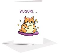 studio supernova - Tarjeta de felicitación de cartón - Kawaii Gattone - BA18