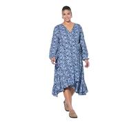 Studio Untold Vestido Maxi Envolvente, línea A, Estampado Completo, combinación de Jersey Azul Paloma 54+ 848842724-54+