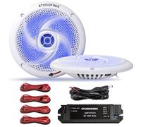STUDIOFINIX 6,5" 240W Altavoces Marinos Bluetooth Impermeables, 2 Vías Resistente a la Intemperie con Luces LED y Diseño Delgado, para Barco, Autocaravana, ATV, UTV, Carrito de Golf (1 Par, Blanco)