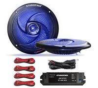 STUDIOFINIX 6,5" 240W Altavoces Marinos Bluetooth Impermeables, 2 Vías Resistente a la Intemperie con Luces LED, Diseño Delgado para Barco, Autocaravana, ATV, UTV, Carrito de Golf (1 Par, Negro)