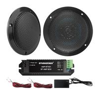 STUDIOFINIX Altavoces de techo Bluetooth marinos impermeables de 4 pulgadas para baño, cocina, hogar, al aire libre, cámper, carrito de golf, barco, con montaje empotrado (negro)