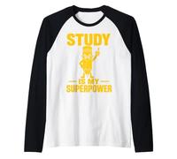Studious Pencil Learning Strength Student Design Camiseta Manga Raglan