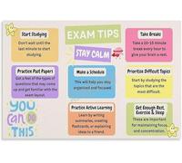 Study Guide Poster Exam Tips and Student Motivation Educational Canvas Painting Wall Art for Dorm Room(Framed,12x18inch(30x45cm))