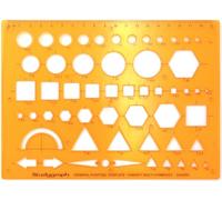 Studygraph by Graph'It - Normógrafo para dibujo técnico, mapa y esquemas - Plástico resistente a los golpes - Trace formas - 55 formas geométricas de varios tamaños