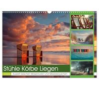 Stühle Körbe Liegen (Wandkalender 2026 DIN A3 quer), CALVENDO Monatskalender: Zwischen Himmel und Meer sind Strandkörbe, Liegen und Stühle als stille Zeugen der Jahreszeiten.