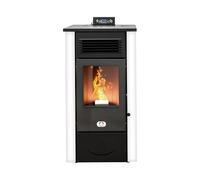 STUFE A PELLET ITALIA Canada 12 KW 5 Estrellas - Estufa de aire ventilado - Eficacia 91% Calentadores 120 m² Autonomía 15 H programable 5 velocidades y potencias - Garantía de 24 meses blanco