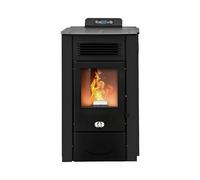 STUFE A PELLET ITALIA Colorado - Estufa de aire ventilada de 15 kW, eficiencia 92%, calienta 140 m², autonomía de 15 h, programable, 5 velocidades y potencias, color negro