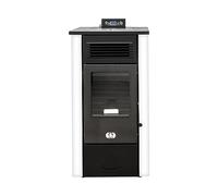 Stufe a Pellet Italia - Estufa de pellet canalizada, modelo Canada de 14 Kw, eficiencia 89 %, calienta hasta 130m², 15 hrs. de autonomía, 5 velocidades, 5 niveles de potencia, programable (blanco)