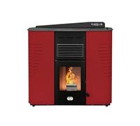 STUFE A PELLET ITALIA - Marmolada 14 kW - Eficiencia 92%, Calentadores 130 m², 5 velocidades y potencias, Autonomía 19 h, Programable, Garantía 24 meses, ROJO