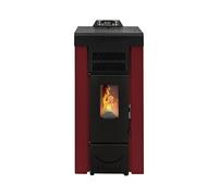 STUFE A PELLET ITALIA - Mod NIAGARA Canalizada de 14 kW - Eficiencia 89%, Calentador 130 m², Autonomía 15 H, 5 velocidades, 5 niveles de potencia, programable, garantía 24 meses (Rojo)