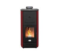 STUFE A PELLET ITALIA New York 20 Kw - Estufa para pellets Hydro producto calor y agua caliente eficiencia 90% calentador de 120 m² Autonomía 22 H programable, garantía de 24 meses, color rojo