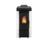 STUFE A PELLET ITALIA - Niagara 9Kw - Eficiencia 91%, Calentador 80m², Autonomía 20H, 5 velocidades, 5 niveles de potencia, programable, garantía de 24 meses, blanco