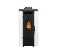 STUFE A PELLET ITALIA Qubo 9 KW WiFi - Estufa de aire ventilada, eficiencia 91%, calienta 80 m², autonomía 21 h, programable, diseño compacto, 5 velocidades y potencias, color blanco