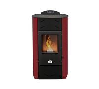STUFE A PELLET ITALIA Siberia Hydro 15 KW WiFi - Estufa de pellets para habitaciones y agua caliente, eficiencia 90%, calienta hasta 90 m², autonomía de 20 horas, programable con 5 potencias, rojo