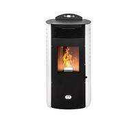STUFE A PELLET ITALIA | Siberia New 15 kW Canalizada WI-FI - Estufa de aire ventilada calienta 140 m² Eficiencia 92% Autonomía 30h 5 velocidades y potencias programable Garantía 24 meses Blanco