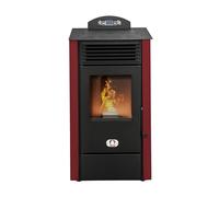 Stufe a Pellet Italia Srl - Estufa de pellets California, 8 Kw, estufa de pellet, ventilada, calienta hasta 60 m², 5 niveles de potencia, 5 velocidades de ventilación, programable, color rojo