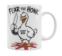 Stuff-Box Fear the Honk Goose Mug - Taza de cerámica blanca con estampado de ganso | Taza de café de 330 ml | Taza brillante (blanco)