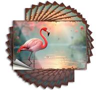 Stuff For Boys Room Flamingo Standing In Water At Sunset Calcomanías 10 piezas divertidos letreros de metal vintage divertidos (6 x 9 cm)