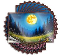 Stuff For Boys Room Full Moon Over A Lush Colorful Field of Flowers Stickers 10 Pcs Funny Room Signs Metal Signs Vintage Funny (6 x 9 cm)