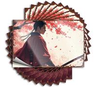 Stuff For Boys Room Samurai In Red Amidst Falling Cherry Blossoms, 10 piezas divertidas letreros de metal vintage divertidos (6 x 9 cm)