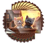 Stuff For Boys Room Two Cute Kittens In A Basket At Sunset Stickers 10 Pcs Funny Room Signs Metal Signs Vintage Funny (6 x 9 cm)