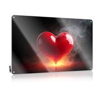 Stuff For Your Room - Decoración de pared retro con un corazón brillante con humo que lo rodea, divertido arte de pared de metal listo para colgar en el sótano (20 x 30 cm)