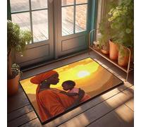 Stuff For Your Room Una mujer sostiene a su hijo mientras mira al atardecer, felpudo para interiores y otoño, decoración de bienvenida para puerta delantera (50 x 80 cm)