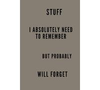 STUFF I ABSOLUTLEY NEED TO REMEMBER BUT PROBABLY WILL FORGET SARCASTIC NOTES: Random Thoughts Journal, Quirky Office Supplies, Memory Aid Notebook, Funny Productivity Planner, Forgetful Person Gift