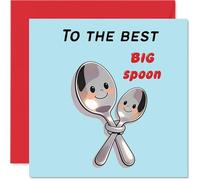 Stuff4 Bonita tarjeta de aniversario - Big Spoon Love - Tarjeta romántica de feliz aniversario para mujeres y hombres, tarjetas de felicitación de aniversario de 5.7 pulgadas Sweet I Love You