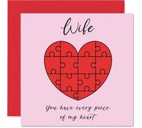 Stuff4 Bonita tarjeta de aniversario, corazón de rompecabezas, tarjeta romántica de feliz aniversario para esposa, tarjetas de felicitación de aniversario de 5.7 pulgadas