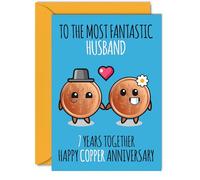 Stuff4 Bonita tarjeta de aniversario de cobre para marido, 7 años juntos, tarjetas de felicitación de aniversario de boda para marido de parte de esposa, tarjetas de felicitación A5 para aniversarios