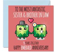 Stuff4 Bonita tarjeta de aniversario de esmeralda para cuñada y cuñado, 55 años juntos, tarjetas de felicitación de aniversario de boda para cuñado, 145 mm x 145 mm, tarjetas de felicitación para