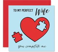 Stuff4 Bonita tarjeta de aniversario - Jigsaw Complete Me - Tarjeta romántica de feliz aniversario para esposa, tarjetas de felicitación de aniversario de 5.7 pulgadas Sweet I Love You