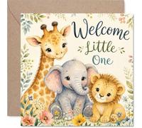Stuff4 Bonita tarjeta de bebé con texto en inglés "Gentle Safari Welcome