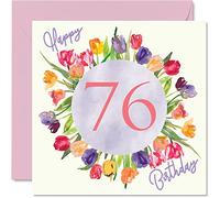 Stuff4 Bonitas tarjetas de 76 cumpleaños para mujer, ramo de tulipanes de acuarela, 145 mm