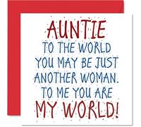 Stuff4 Bonitas tarjetas de cumpleaños para tía - Auntie You Are My World - Tarjeta de feliz cumpleaños de sobrina o sobrino, regalos de cumpleaños para tía, tarjeta de cumpleaños de tía, tarjeta de