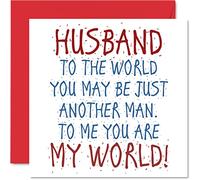 Stuff4 Bonitas tarjetas de San Valentín para marido - Husband You Are My World - Tarjeta de feliz cumpleaños de esposa, regalos de cumpleaños para esposo, tarjeta de San Valentín de pareja de 145 mm,