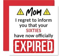 Stuff4 Divertidas tarjetas de 70 cumpleaños para mamá - Tus sesenta han expirado - Tarjeta de feliz cumpleaños para mamá, mamá, mamá, de hijo e hija, 145 mm x 145 mm, bromas humorísticas, tarjetas de