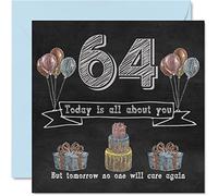 Stuff4 Divertidas tarjetas de cumpleaños 64 para hombres y mujeres, pizarra de tiza, tarjeta de feliz cumpleaños para tía, mamá, papá, niñera, abuelo, abuelo, abuelo, abuela, primo, 145 mm x 145 mm