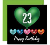 Stuff4 Divertidas tarjetas de cumpleaños número 23 para hombres y mujeres, globos de corazón, tarjeta de feliz cumpleaños para hijo, hija, hermano, hermana, nieto, nieta, sobrino, tío, tarjetas de