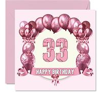 Stuff4 Divertidas tarjetas de cumpleaños número 33 para mujer, globos de cumpleaños, tarjeta para papá, mamá, hijo, hija, hermano, hermana, tío, tía, primo, 145 mm, tarjeta de felicitación 33