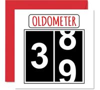 Stuff4 Divertidas tarjetas de cumpleaños número 39 para hombres y mujeres - Oldometer - Tarjeta de feliz cumpleaños para papá, mamá, hijo, hija, hermano, hermana, tío, tía, primo, 145 mm, tarjetas de