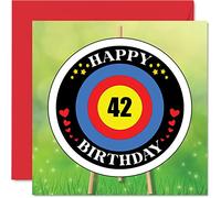 Stuff4 Divertidas tarjetas de cumpleaños número 42 para hombres y mujeres, edad objetivo, tarjeta de feliz cumpleaños para papá, mamá, hermano, hermana, abuelo, niñera, abuela, tío, tía, tarjetas de