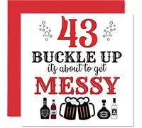 Stuff4 Divertidas tarjetas de cumpleaños número 43 para hombres y mujeres, con hebilla, tarjeta de feliz cumpleaños para papá, mamá, hermano, hermana, abuelo, niñera, abuela, tío, tía, tarjetas de