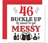 Stuff4 Divertidas tarjetas de cumpleaños número 46 para hombres y mujeres, con hebilla, tarjeta de feliz cumpleaños para papá, mamá, hermano, hermana, abuelo, niñera, abuela, tío, tía, tarjetas de