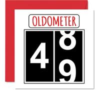 Stuff4 Divertidas tarjetas de cumpleaños número 49 para hombres y mujeres - Oldometer - Tarjeta de feliz cumpleaños para papá, mamá, hermano, hermana, abuelo, niñera, abuela, tío, tía, tarjetas de