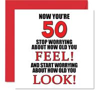 Stuff4 Divertidas tarjetas de cumpleaños número 50 para hombres y mujeres - How old You Look - Tarjeta de feliz cumpleaños para papá, mamá, abuelo, niñera, abuela, tío, tía, primo amigo, tarjetas de
