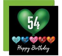 Stuff4 Divertidas tarjetas de cumpleaños número 54 para hombres y mujeres, globos de corazón, tarjeta de feliz cumpleaños para papá, mamá, abuelo, niñera, abuela, tío, tía, primo, amigo, tarjetas de